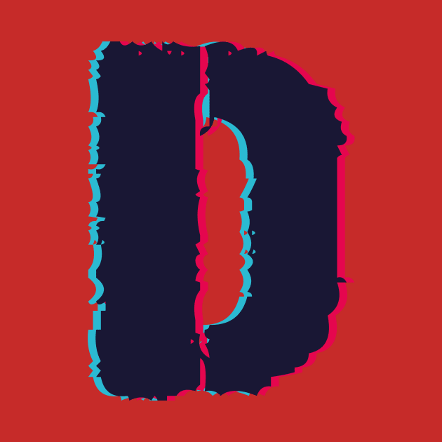 Glitch letter D, distorted letter D by Letter T-shirt