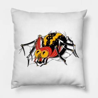 Spider old school tattoo art Pillow