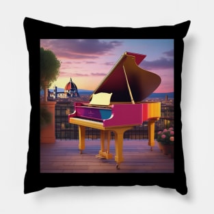 A Grand Piano In A Picturesque Scene in Florence Italy At Dusk Pillow