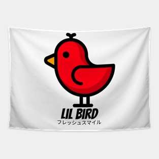 Lil Bird Flying Red Cartoon Tapestry