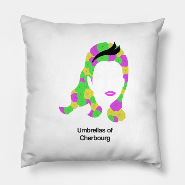 Umbrellas of Cherbourg movie fan art minimal french new wave Catherine Deneuve Jacques Demy Pillow by Rozbud