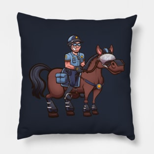 Cartoon Police Officer On Horse Pillow