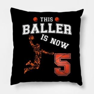 This Basketball Baller Is Now 5 Years Old Happy My Birthday Pillow