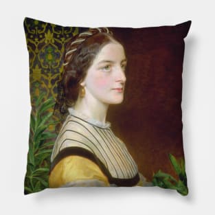 Portrait of a Lady - probably Anne Simms Reeve of Brancaster Hall, Norfolk by Frederick Sandys Pillow