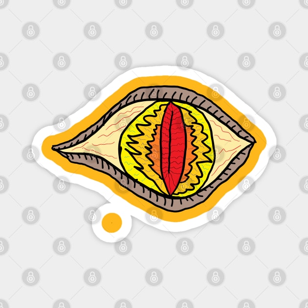 Flame Eye design, An eye drawing with a flaming pupil. A cool, cute eye design. Magnet by Blue Heart Design