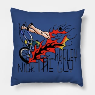 Nick The Harley Guy Flames Logo Pillow