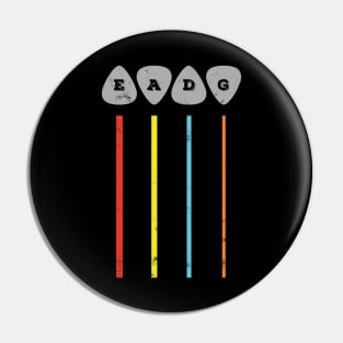 EADG Bass Strings Guitar Picks Colorful Theme Pin