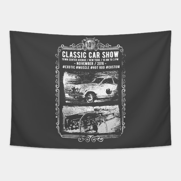 Classic Car Show Vintage Design Tapestry by Jarecrow 