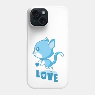 Hovering blue kitten in love. Phone Case