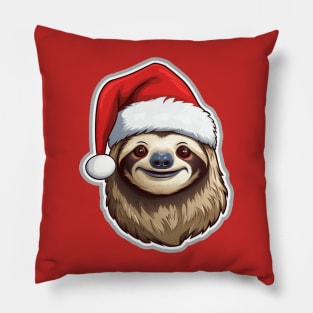 Christmas Sloth Wearing Santa Hat Pillow