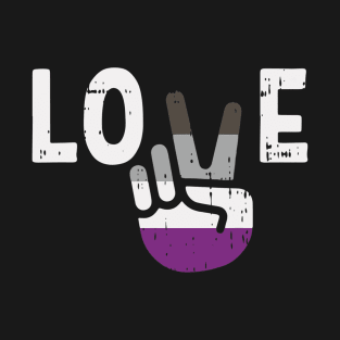 Love Peace Sign Funny Hand Lgbt Asexual Flag Colors T-Shirt