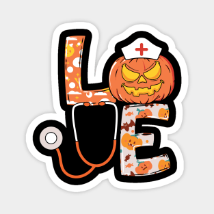 Love Nurse Halloween Gift With Pumpkin Magnet