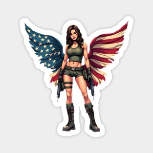 American Flag Angel Magnet
