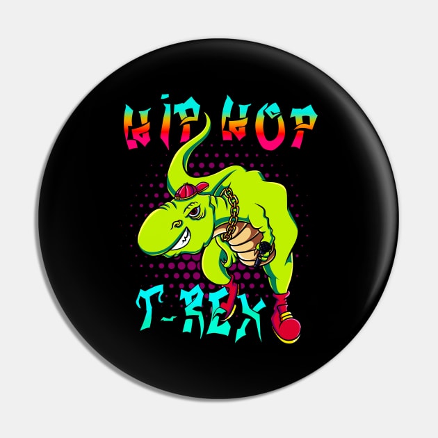 Cool Hip-Hop T-Rex Dinosaur Rap MC Pin by Foxxy Merch