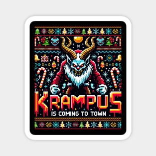 Krampus 8-bit Xmas Funny Christmas Ugly Retro Magnet