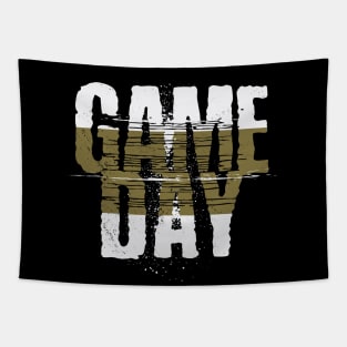 Black and Gold Gameday // Grunge Vintage Football Game Day Tapestry