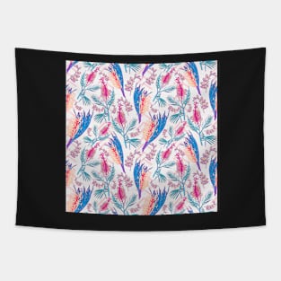 Pink and Blue Australian Native Floral Pattern Tapestry
