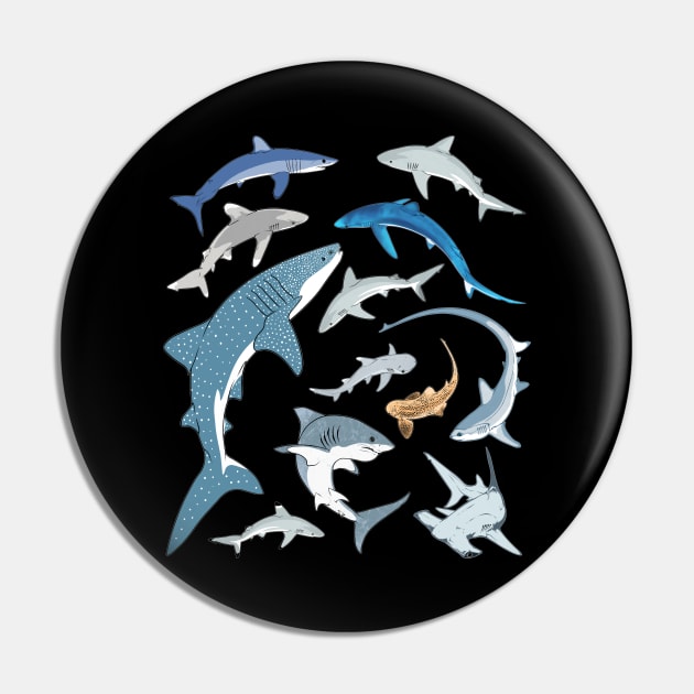Whale Shark Blue Shark Mako Shark Species Pin by NicGrayTees