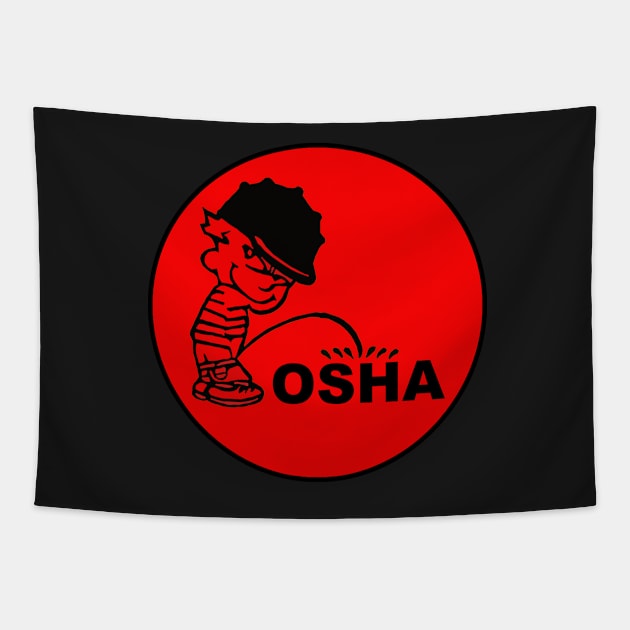 Calvin Pee on OSHA Tapestry by  The best hard hat stickers 