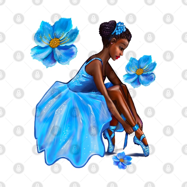 Dance Ballet blue flowers Queen Black is beautiful African American Ballerina Dancer Dancing by Artonmytee