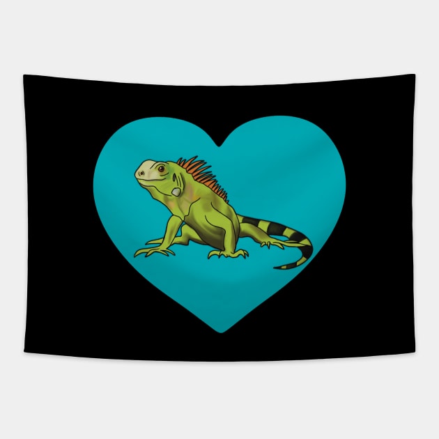 Iguana Heart for Iguana Lovers, Blue Tapestry by Mochi Merch