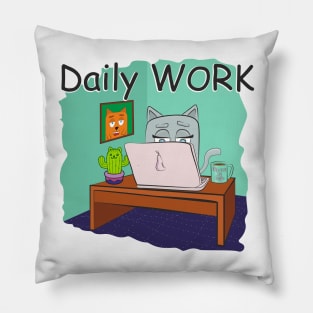 Hardworking Kitty Pillow