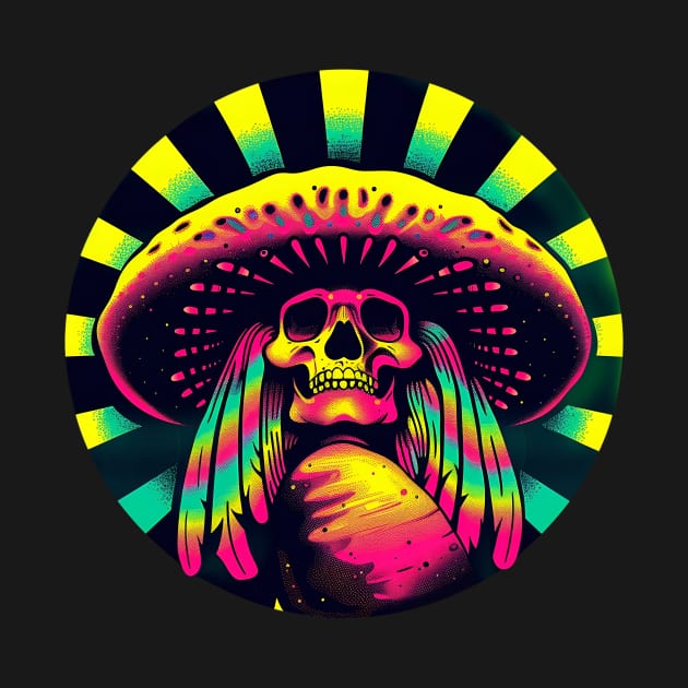 Dayglo Shroom Shaman Skull Tee by 20th Century Tees