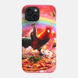 Cat Riding Unicorn Rooster on Pizza Phone Case