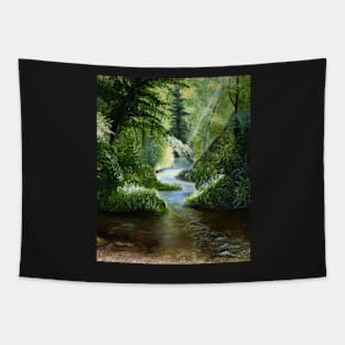 Woodland Stream Oil Painting Tapestry