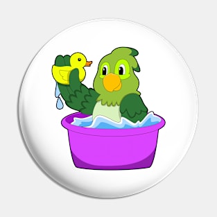 Parrot in Bathtub with Duck Pin