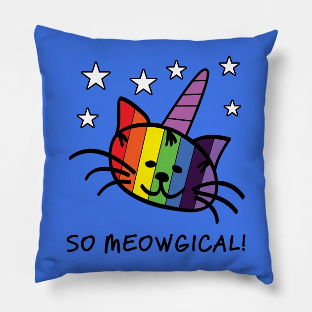 Unicorn Cat So Meowgical Pillow by Liberty Art