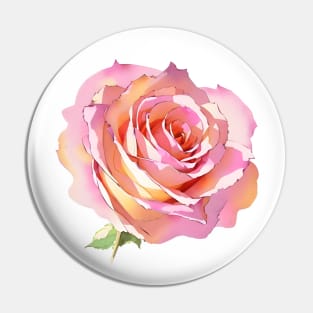 Romantic Blush Pink Isolated Rose Blossom Watercolor Floral Art Pin