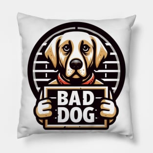 Illustrated Bad Dog Jail Mugshot Pillow