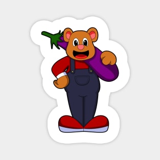 Bear at Farmer with Eggplant Magnet