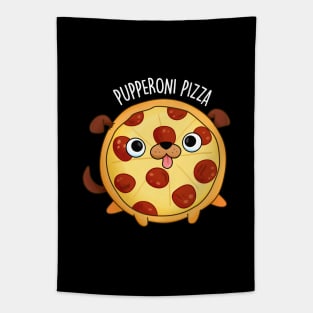 Pupperoni Pizza Cute Pepperoni Puppy Pun Tapestry