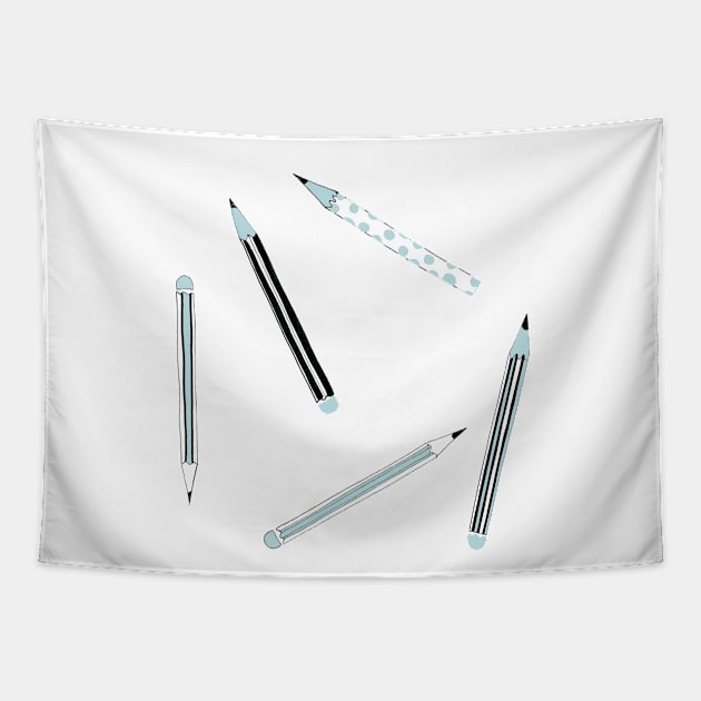 Pencils Blue - Full Size Image Tapestry by Paloma Navio