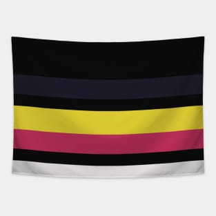 A sensational federation of Very Light Pink, Dark, Almost Black, Dark Pink and Piss Yellow stripes. Tapestry