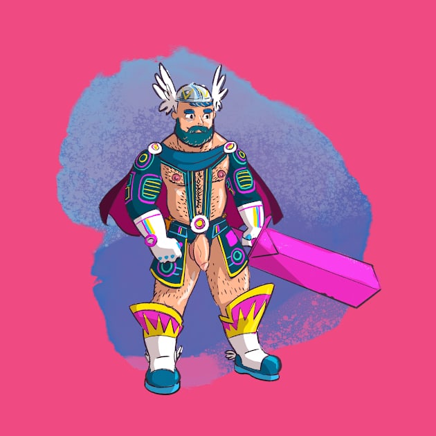 Cute and Thick Neon Disco Viking by WombatBuck