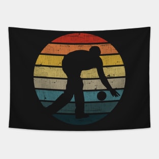 Bowling Silhouette On A Distressed Retro Sunset product Tapestry