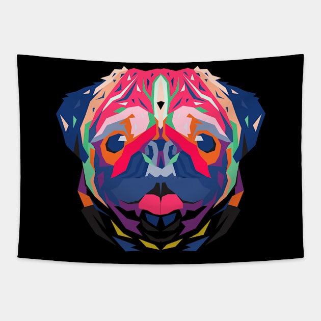 Pug dog wpap Pop Art  for Sweet Pug Baby WPAP Pop Art Tapestry by MzumO