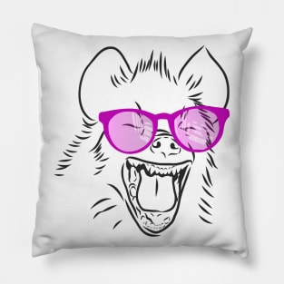 laughing hyena with rainbow glasses Pillow