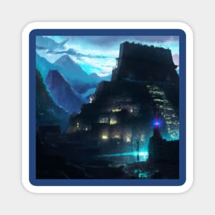 Machu Picchu in a Cyberpunk Future Magnet