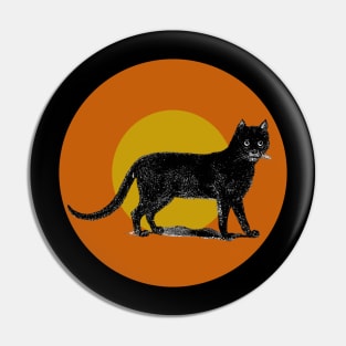 Halloween Black Cat, Signs and Sumbols - Black, Orange and Ochre Pin