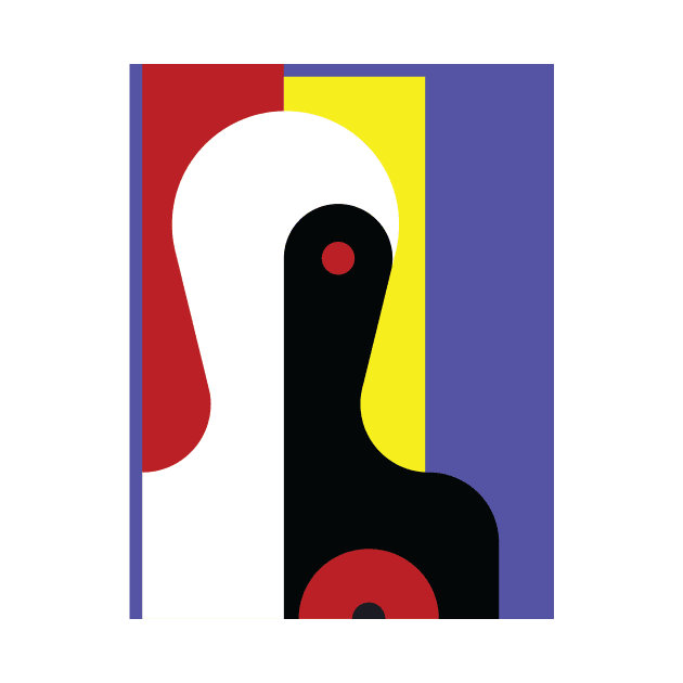 Modified Heinrich Hoerle Abstract Female Frontal Cubist Shapes Black White Red Yellow Blue by pelagio