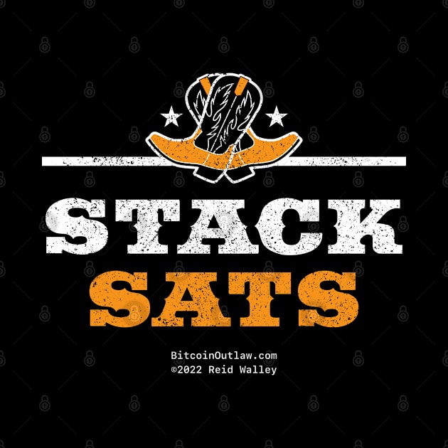 Stack Sats Western Font Crowned With Crossed Cowboy Boots by Reid Walley