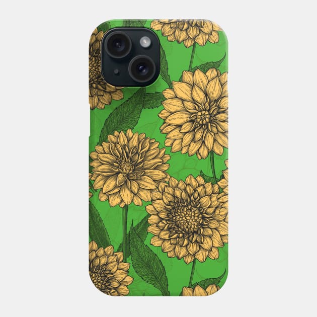 Dahlias in yellow and green Phone Case by katerinamk