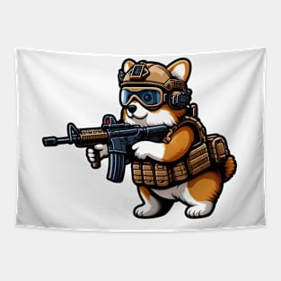 Tactical Corgi Tapestry