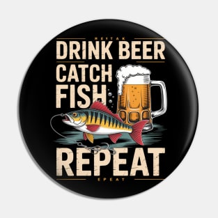 Funny Beer Lover Fisherman Fishing Trip Lake Angler Pin