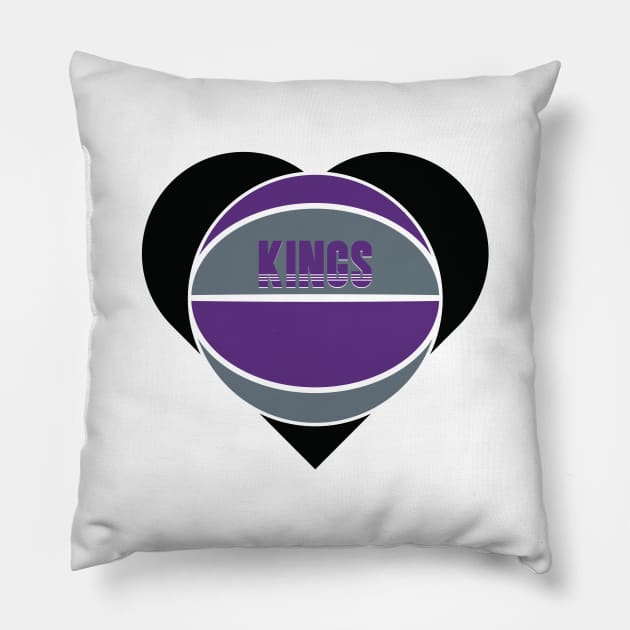 Heart Shaped Sacramento Kings Basketball Pillow by Rad Love