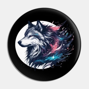 Wolf and moon artwork Pin